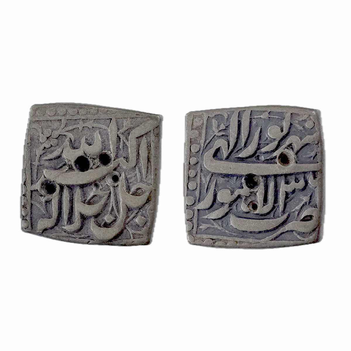 Akbar, Lahore mint, Silver, Square Rupee, Allahu Akbar type, Ilahi 36, Sharewar Month. Nea