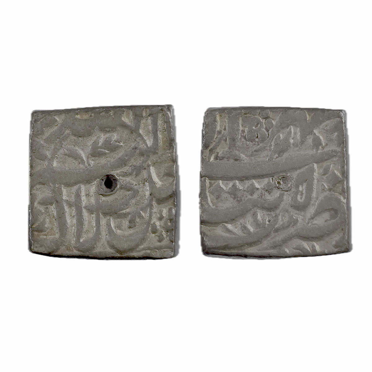 Akbar, Tatta mint, Silver, Square Rupee, Allahu Akbar type, Ilahi 50, Mihir Month. Test ma