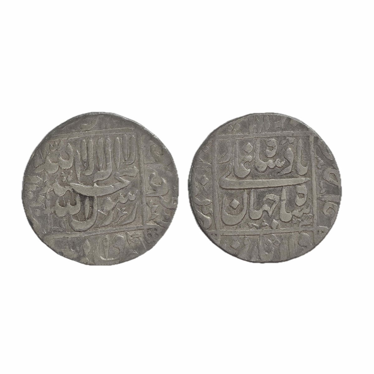 Shah Jahan, Khambhayat Mint, Silver, Rupee, Square-area type with mint name in the left ma