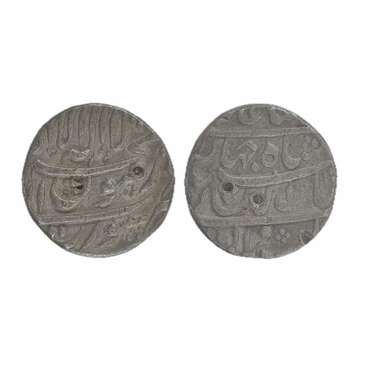 Shah Jahan, Surat mint, Silver, ½ Rupee, four-lines type, Farwardin Month. Test marks, Ver