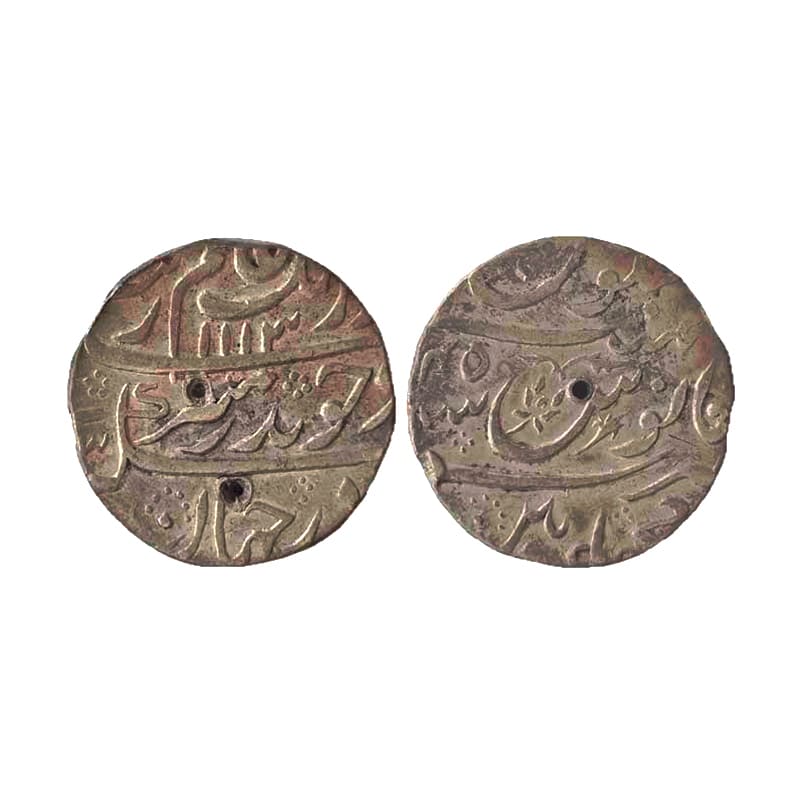 Aurangzeb, Rupee, Macchlipatan Mint, Silver, Badr Munir type. Mint name in the bottom line