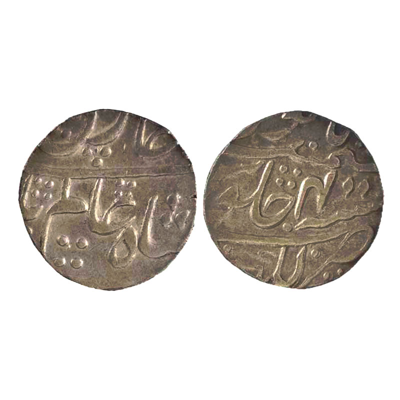 Silver, Shah Alam I, Rupee, Lucknow Mint, Mint name in the bottom line on rev, RY 4. Thick