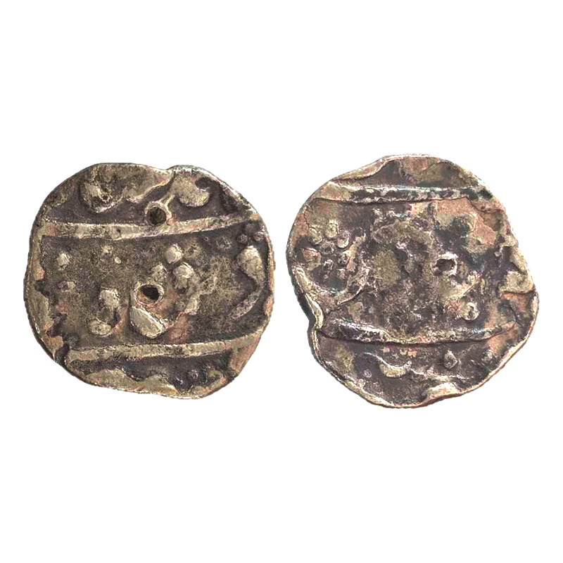 Silver, Muhammad Shah, ½ Rupee, Mumbai Mint, Mint name in the bottom line on rev, RY 2x, S