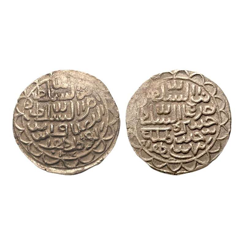 Bengal Sultanate, Nusrat Shah, Silver, Tanka, Muzaffarabad Mint. Decorated Border type. Ab