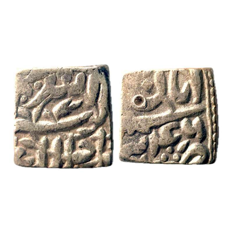 Akbar, Tatta Mint, Square Rupee, Silver, Allahu Akbar type, Ilahi 46, Aban Month, Gada & R