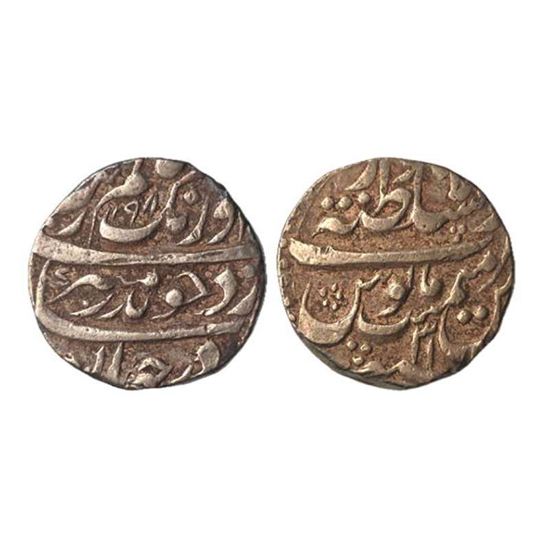 Aurangzeb, Lahore Mint, Silver, Rupee, Dar us Sultanate Lahore Mint, Badr Munir type, mint