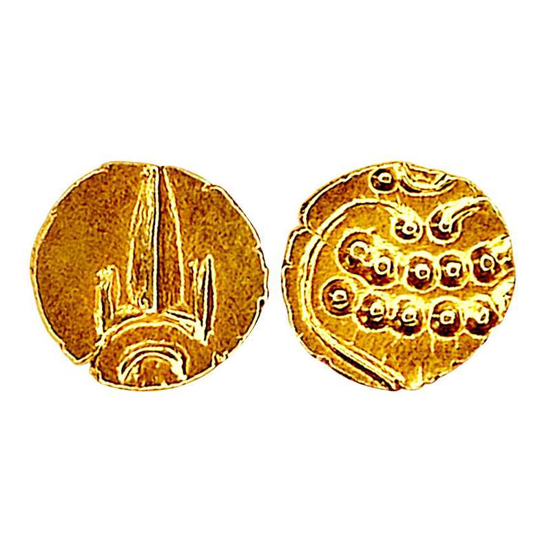 Marathas of Tanjore, Venkoji (AD 1674-1686), Gold, 0.38 g, Fanam, (Ganesh# 10.1). Obv: Sty