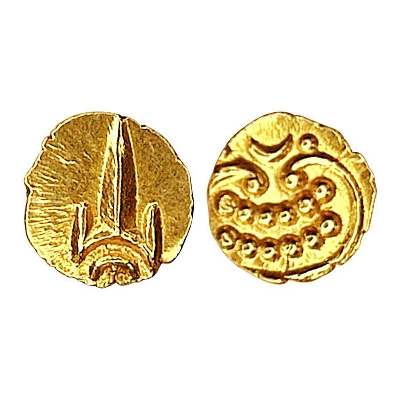Marathas of Tanjore, Venkoji (AD 1674-1686), Gold, 0.39 g, Fanam, (Ganesh# 10.1). Obv: Sty