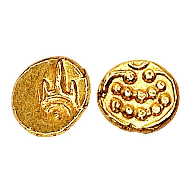 Marathas of Tanjore, Venkoji (AD 1674-1686), Gold, 0.36 g, Fanam, (Ganesh# 10.1). Obv: Sty