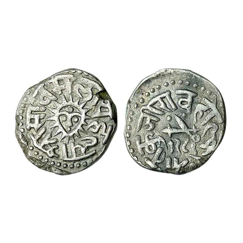 Indore, Tukoji Rao Holkar, Silver, Rupee, Indore Mint, sun face in centre and name around 