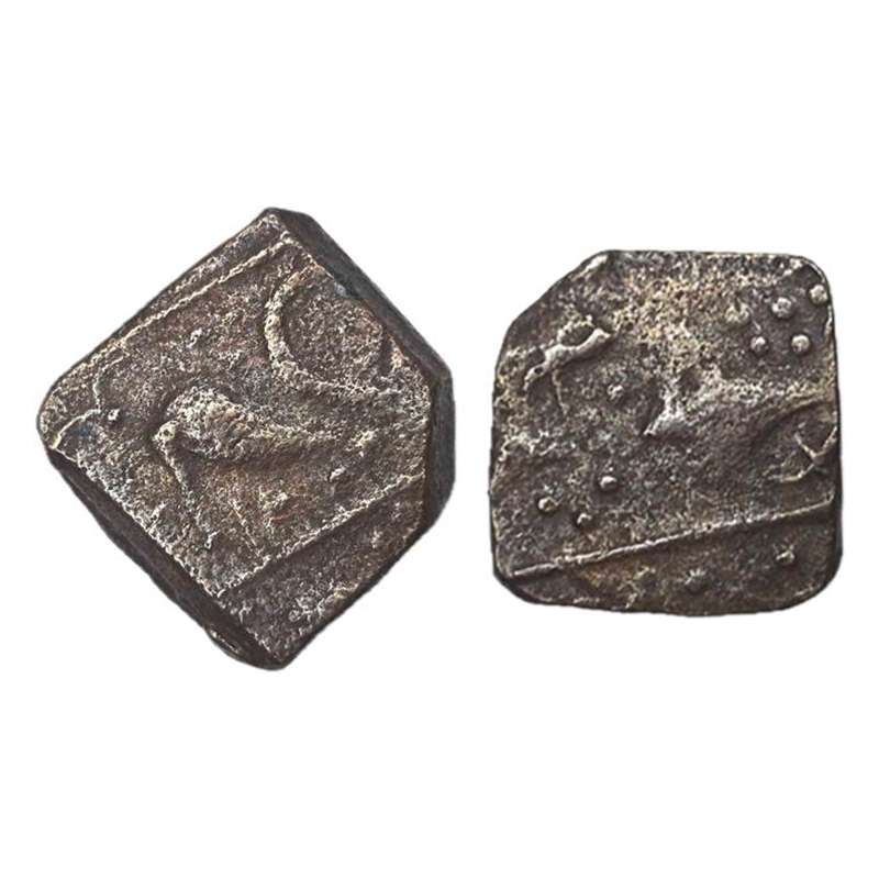 Shrirampur / Baria, Copper, 8.66 g, Square Paisa, Flywhisk on obverse, a Lion to right on 