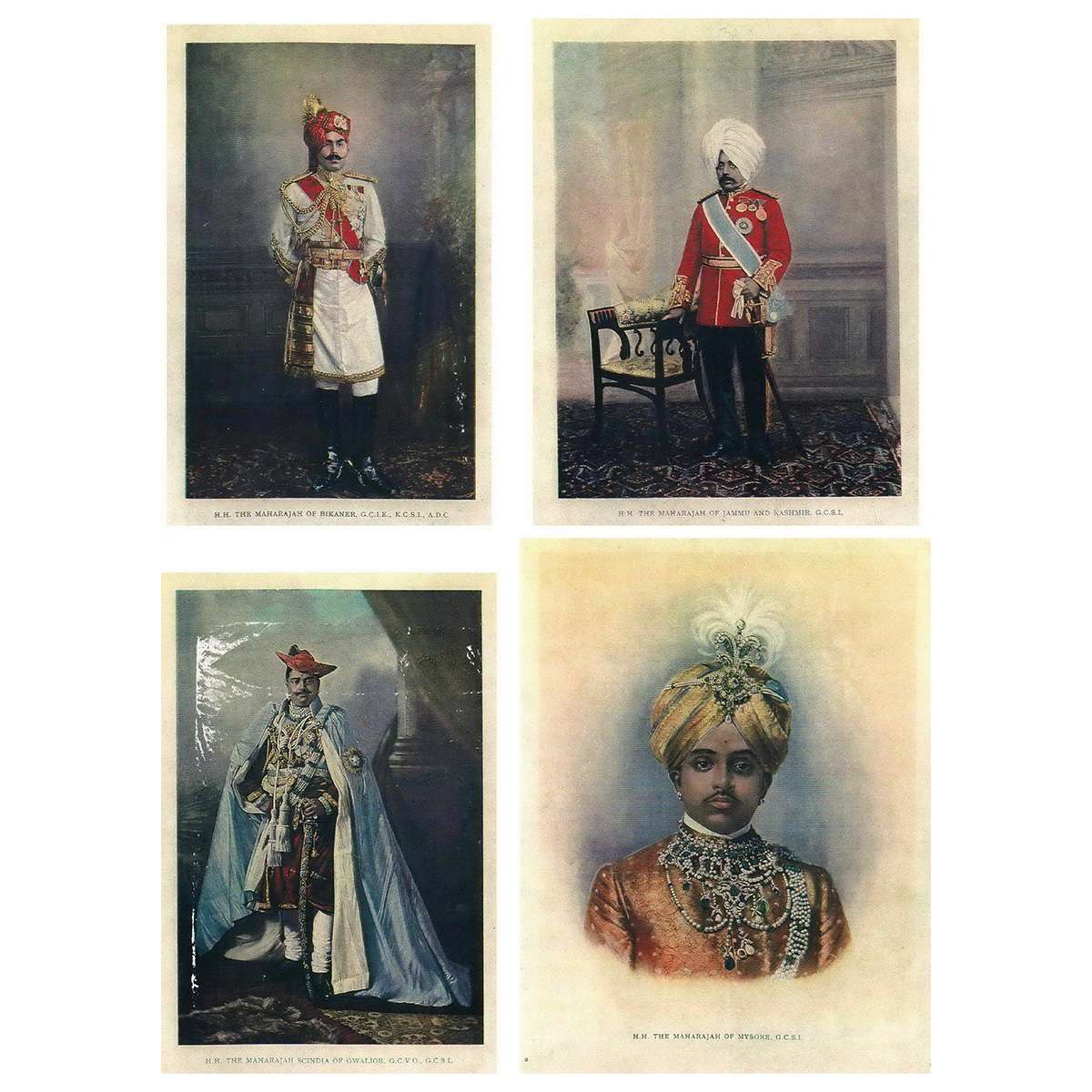 Paper, Pictures of 4 Maharajas of Princely States: the Maharaja of Bikaner State; Maharaja