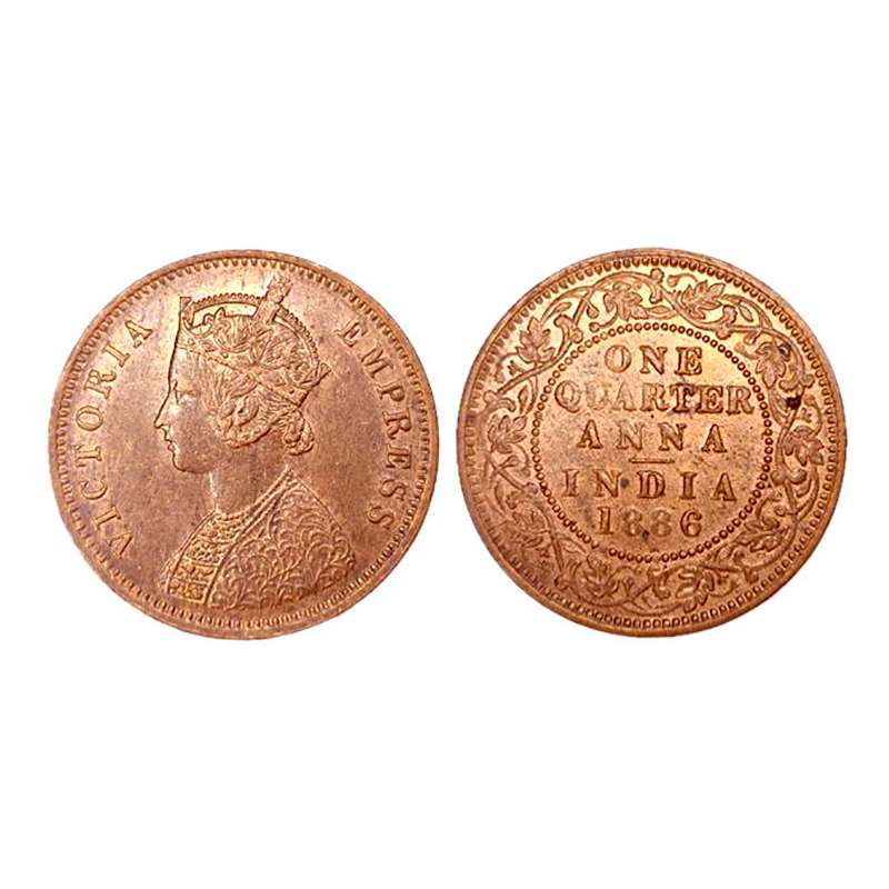 Victoria Empress, Copper, ¼ Anna, 1886, Bombay Mint (Prid# 641). Uncirculated. Rare. ...