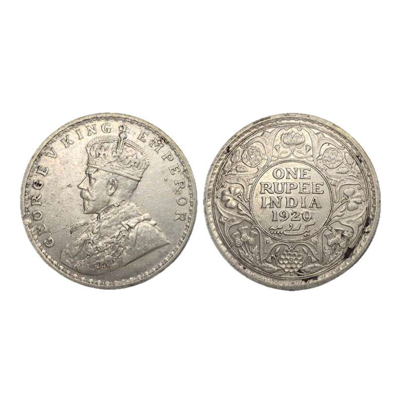 George V, Error Rupee, Over date type, 1920 re-engraved over 1919, Silver. The last two di