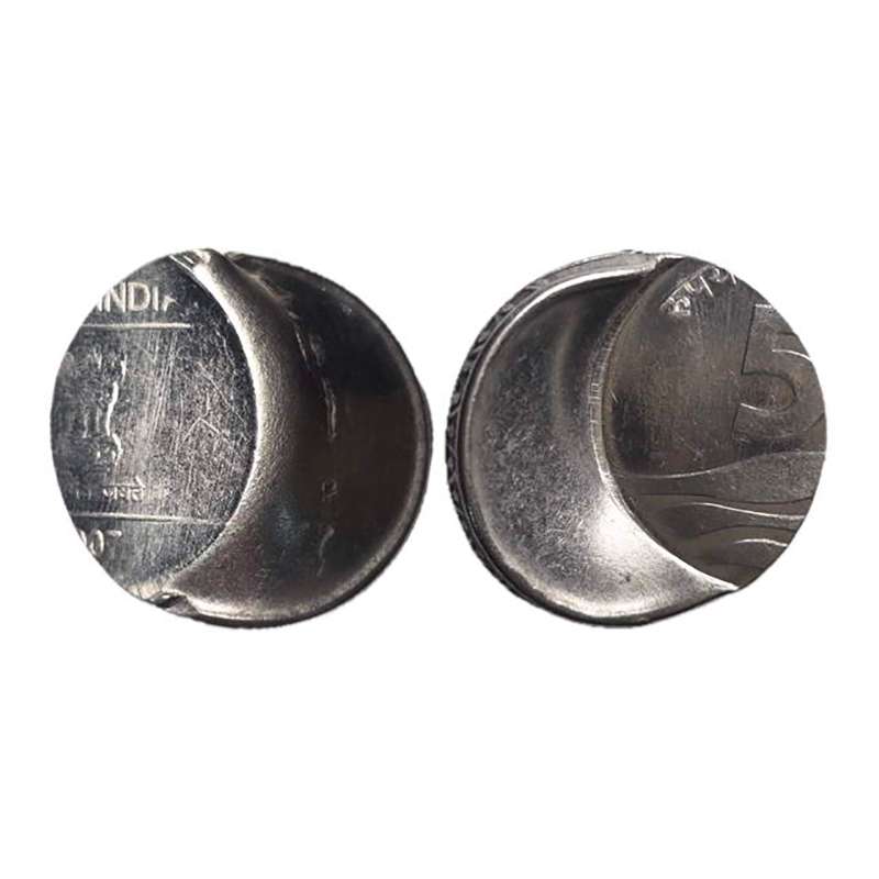 5 Rupees Error, Stainless Steel, 6.13 g, Waves Series, 2007, probably Hyderabad Mint. The 