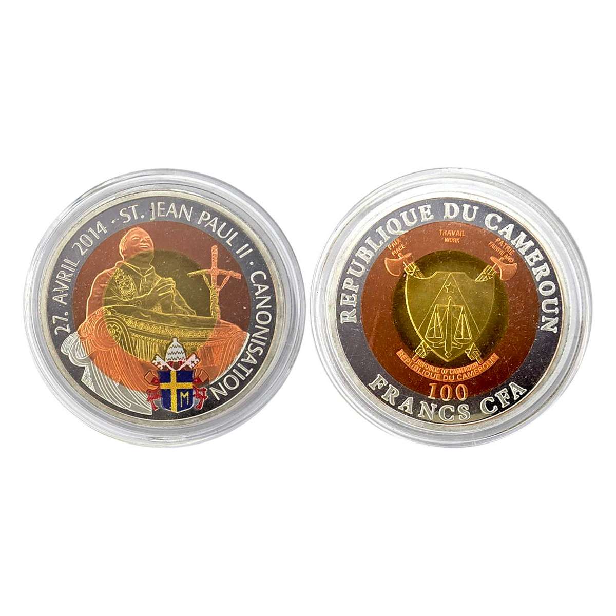 Cupro - Nickel, Cameroun, 100 Francs CFA UNC, 2014, commemorating the Canonisation of St. 