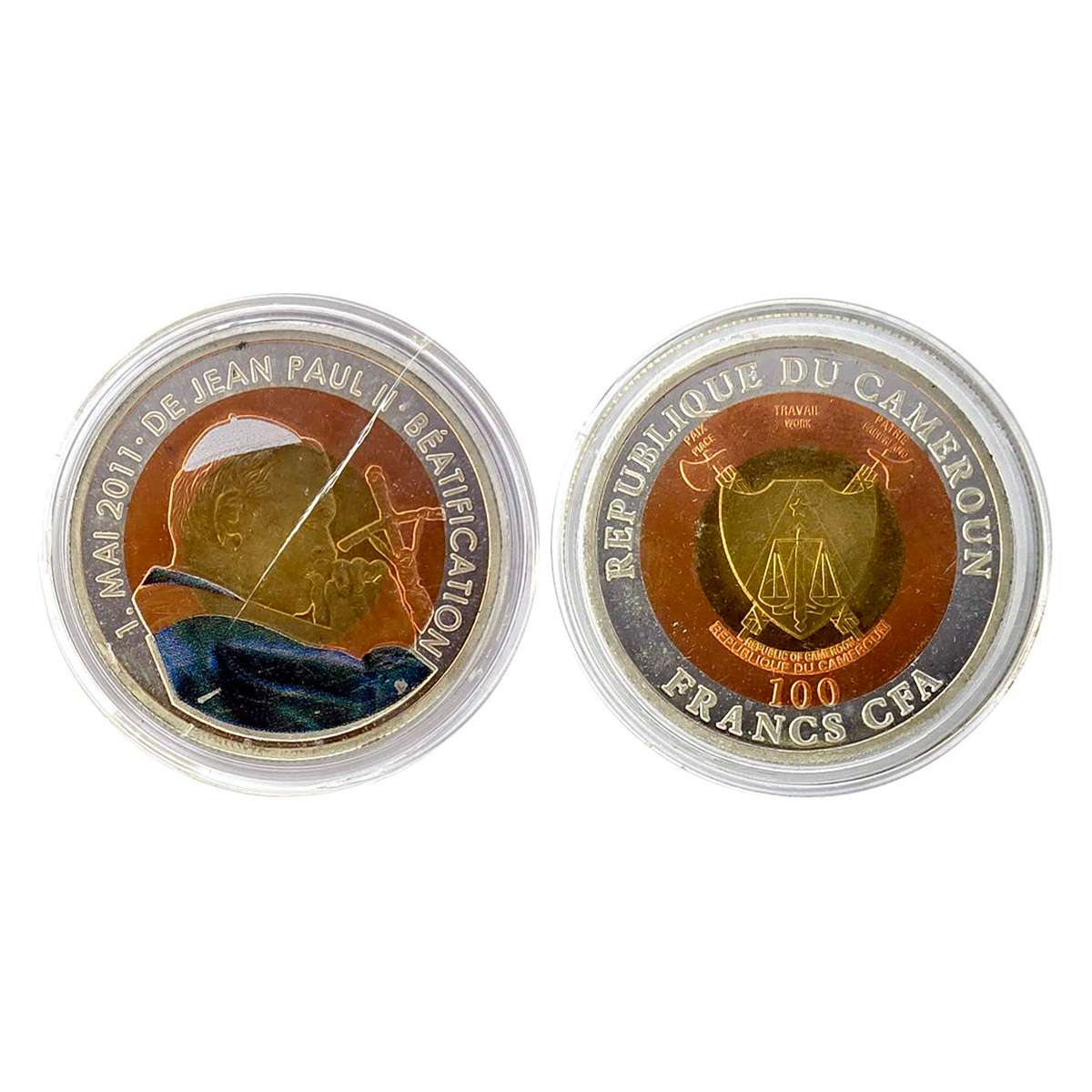 Cupro - Nickel, Cameroun, 100 Francs CFA UNC, 2011, commemorating the Beatification of St.