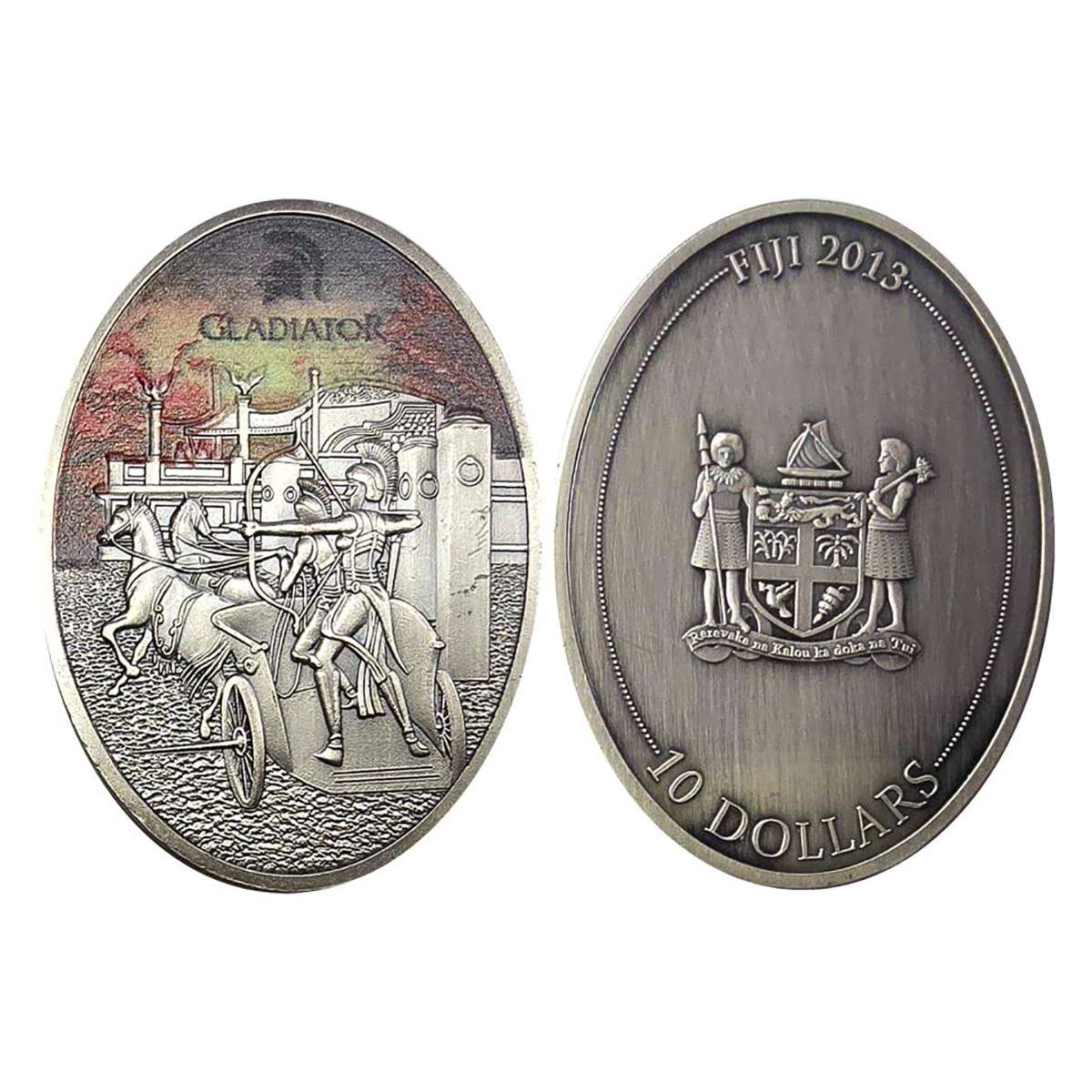 Cupro - Nickel, Fiji, 10 Dollars UNC, Copper-Nickel, 2013, coat of arms of the state on ob