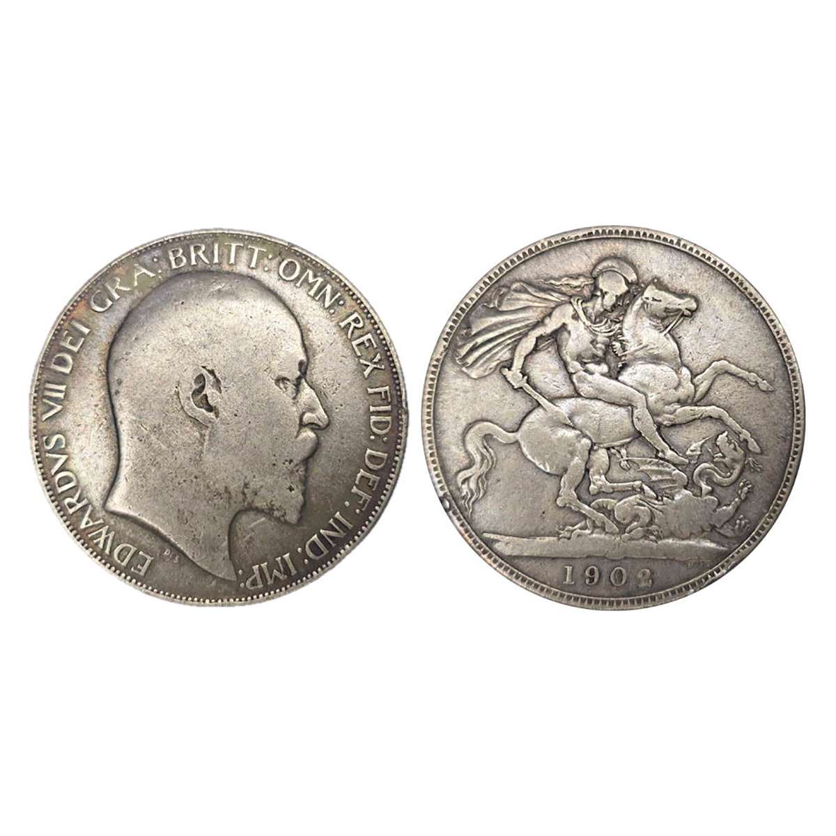 Great Britain, Edward VII, 1 Crown, 1902, Silver, 28.4 g. Obv: Bust of Edward VIII and leg
