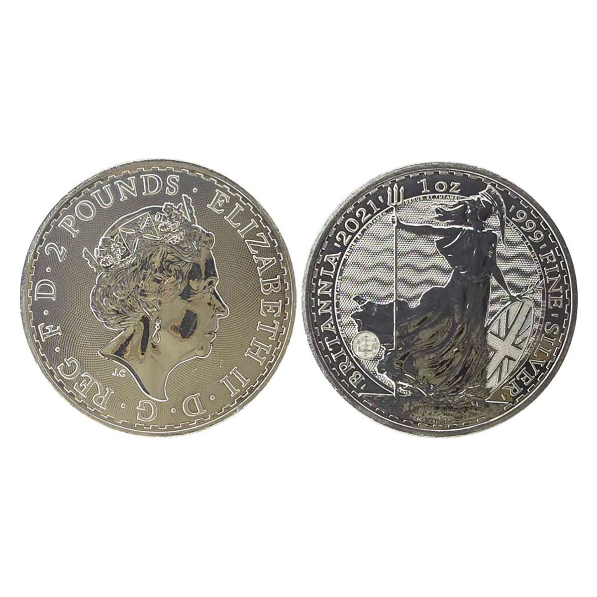 Great Britain, Britannia Dollar. Silver, Ounce. 31.2 g. Bust of the Queen to right on obve