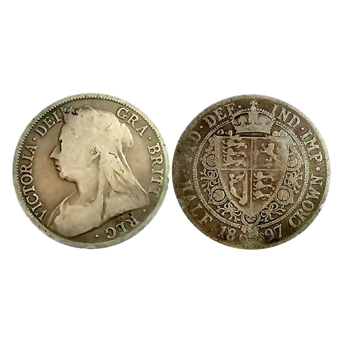 Great Britain, Victoria, Silver, ½ Crown, 1897. Bust of the Queen on obverse, shield, deno