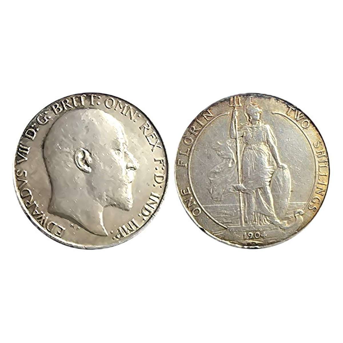 Great Britain, Edward VII, Silver, 1 Florin 2 Shillings, 1904. Bust of the King on obverse