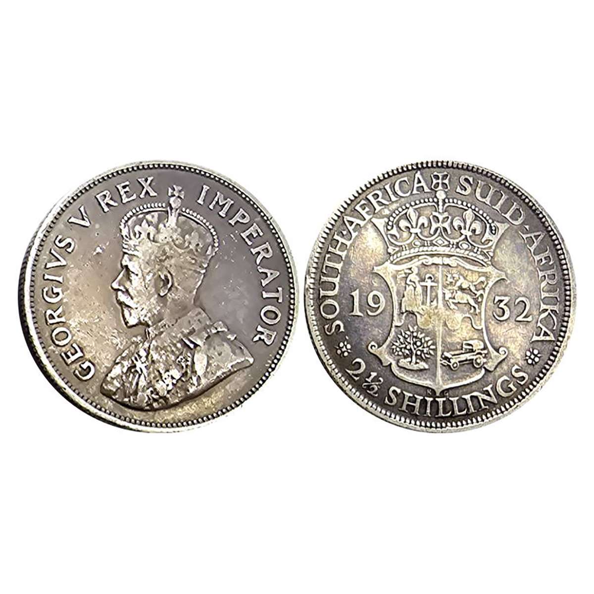 South Africa, Silver, George V, 2½ Shillings, 1932. Bust of the King on obverse, Goddess B