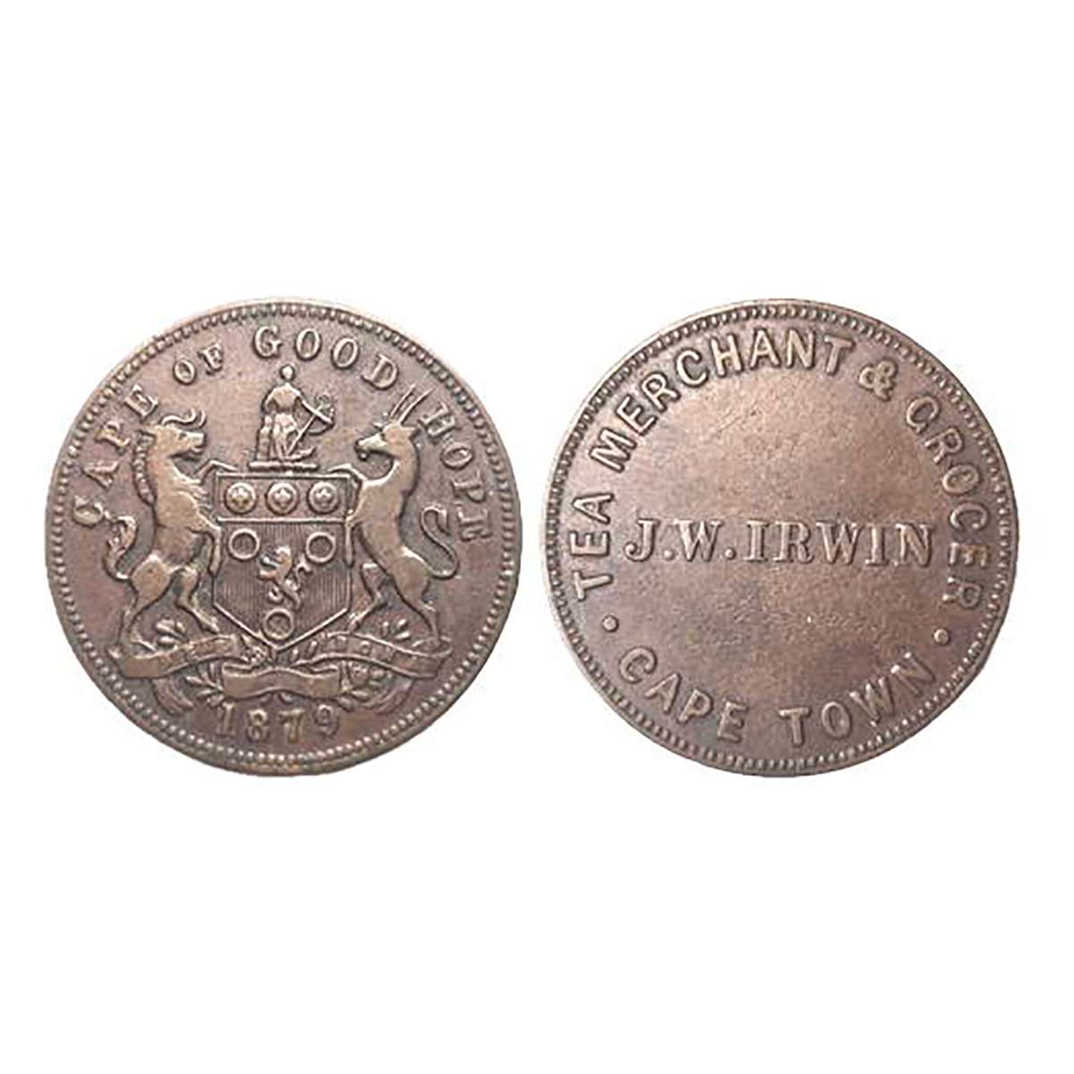 Tea Garden Token of South Africa, Copper, 5.30 g, Coat of Arms in centre and legend around