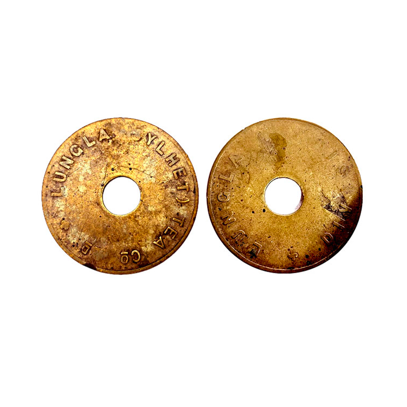 Tea Garden Token of Sylhet Tea Co., Bronze, 3.96 g, SYLHET TEA CO. / D. / LUNGLA on obvers