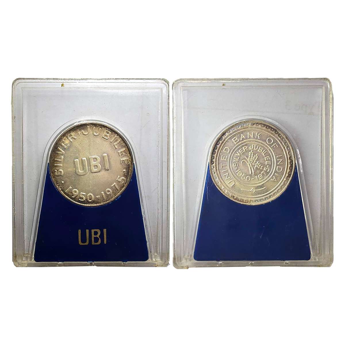 Union Bank of India Token of Silver Jubilee, Silver, 8.60 g, name of Bank and Silver Jubil