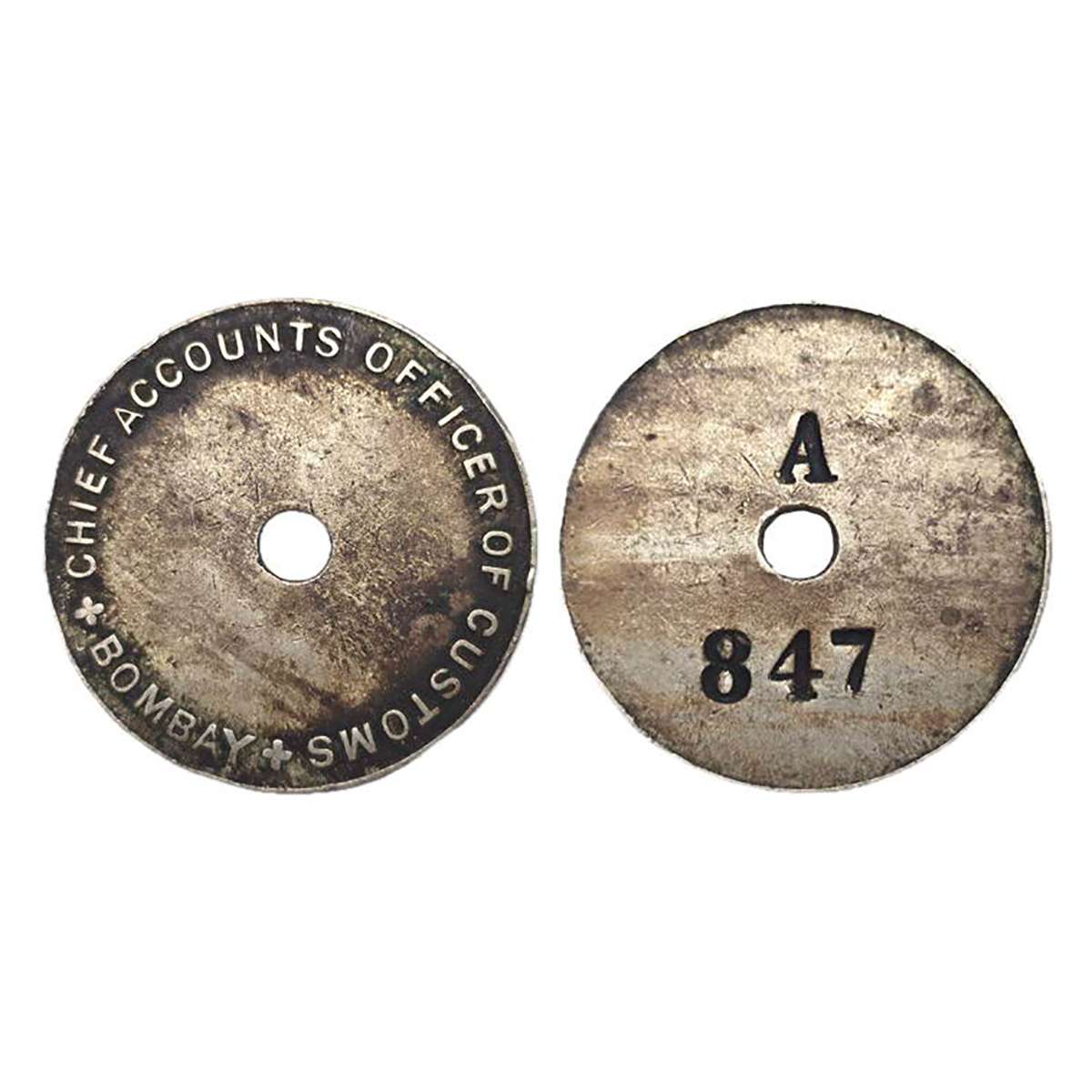 Cupro - Nickel, Indian Customs Token, Copper-Nickel, 9.80 g, CHIEF ACCOUNTS OFFICER OF CUS