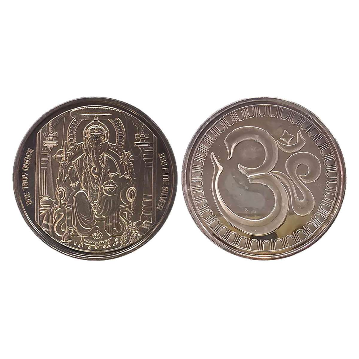Ganesh Token, British Royal Mint, Ounce, 31.4 g. Silver, Proof, Obv. Ganesha seated on a l