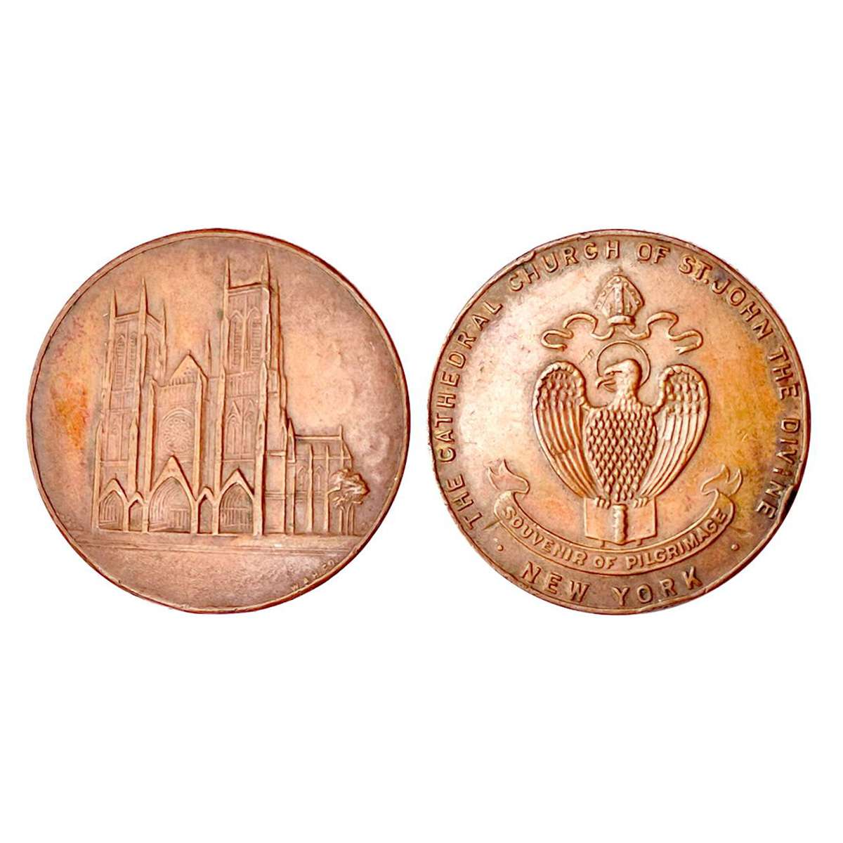 Cathedral Chuch Token, Copper, 10.67 g, eagle in centre and name the cathedral Church of S