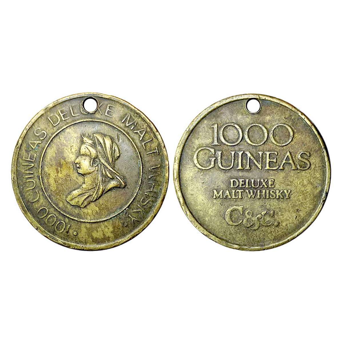 Whisky Token, Copper, 17.43 g, with bust of Queen Victoria in the centre and 1000 Guines D