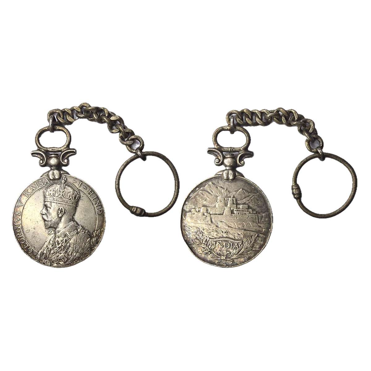 India General Service Medal, George V, Silver, 43.14 g, without Bar but converted into a k