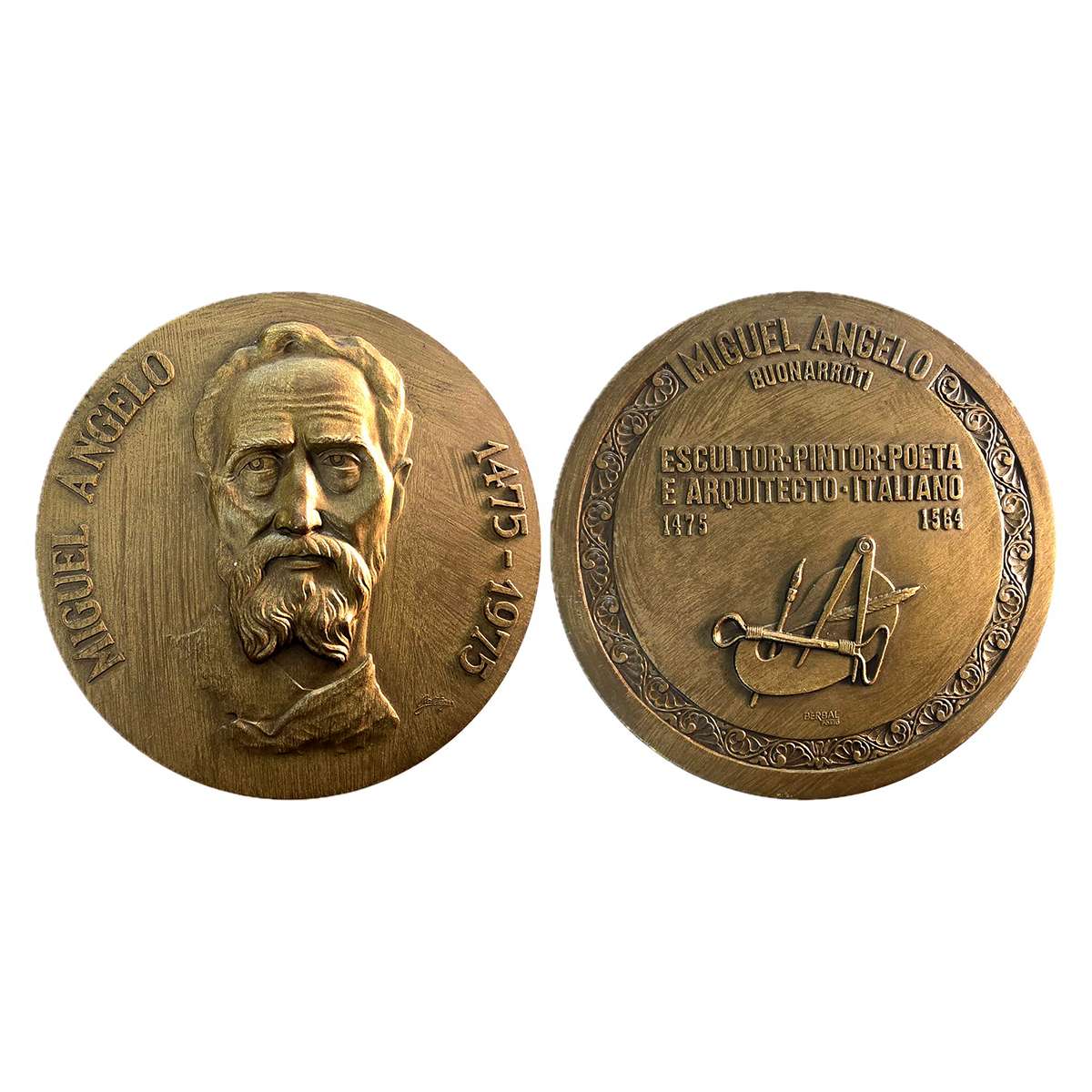 Art in Numismatics, Michael Angelo I, the famous Italian Painter, UNESCO Medal, Bronze 265
