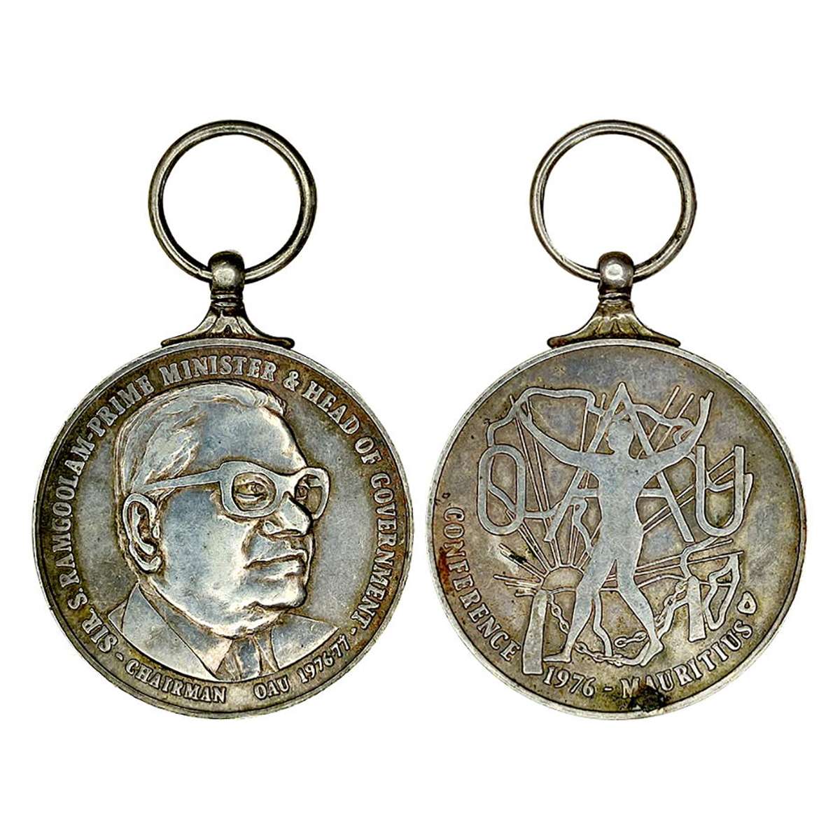 Mauritius Conference Medal, Silver, 31.46 g, in the name of original Indian Sir S. Ramgool