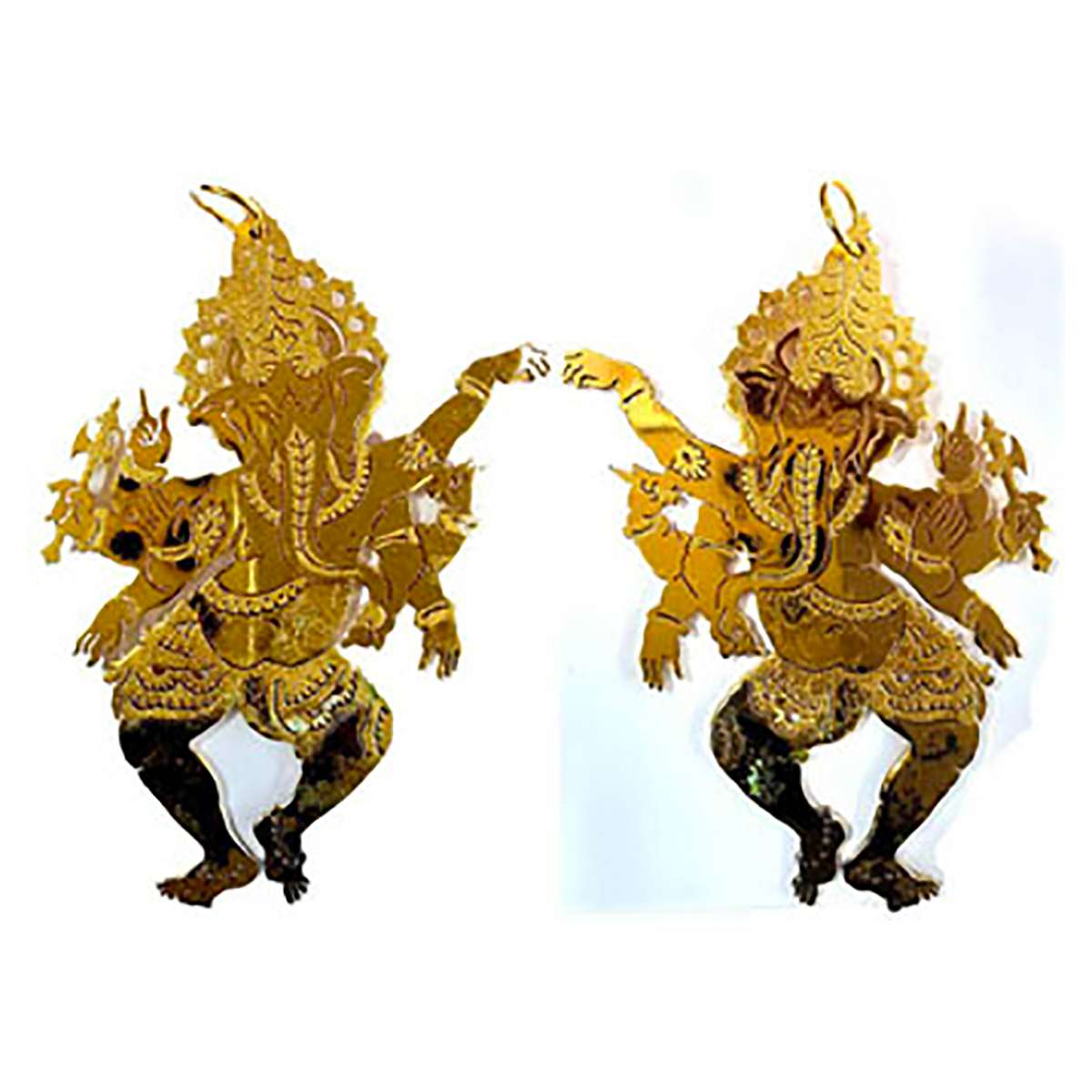 Cupro - Nickel, Ganesha Mememnto, Gold gilt on copper-nickel. A dancing Ganesha. Extremely