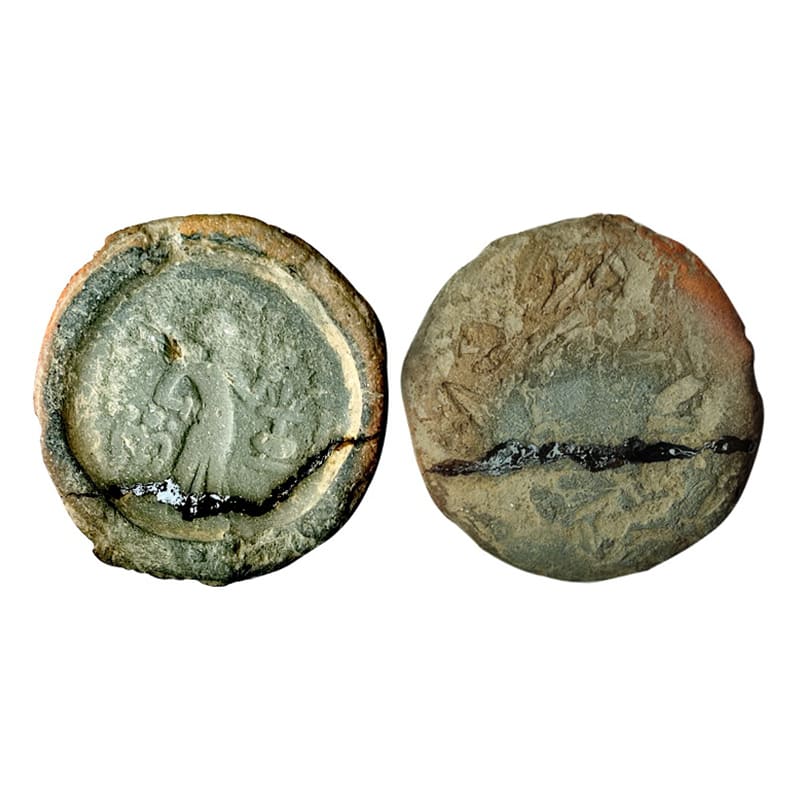 Yaudheyas (c. 4th century AD), Terracotta, 5.20 g, Mould of Copper coins of the Yaudheyas,