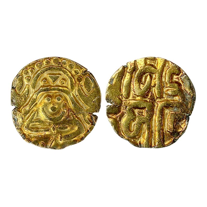 Kalachuris of Tripuri, Gangeya Deva, Base Gold 4 ½ Masha, 3.65g, obv. Goddess Lakshmi seat
