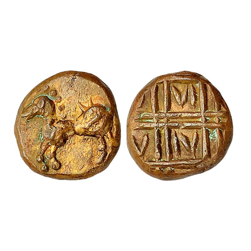 Post-Vijayanagara, Copper, 2.40 g, Kasu, a Duck like animal walking to left on obverse. Us