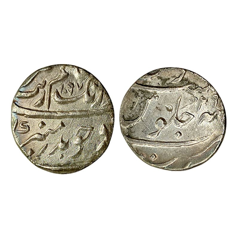 Aurangzeb, Surat Mint, ½ Rupee, Silver, Badr Munir type, AH 1097, RY 29. Almost UNC, Rare 