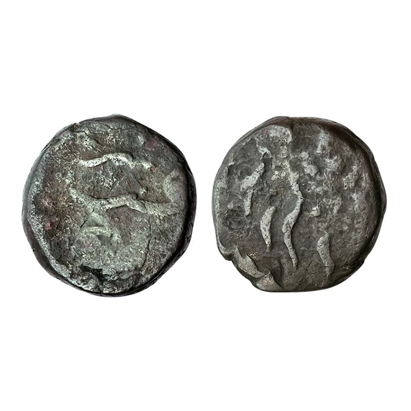 Salumba, Mewar Feudatory, Copper, 4.96 g, 2 Pies, ND (AD 1815-1870), Persian legends on bo