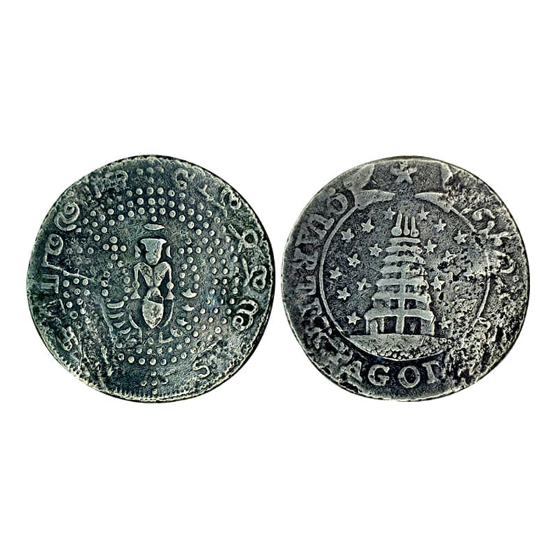 Silver, ¼ Pagoda, 10.36 g, 1st issue, no date, 1807, standing Vishnu type with value in Ta
