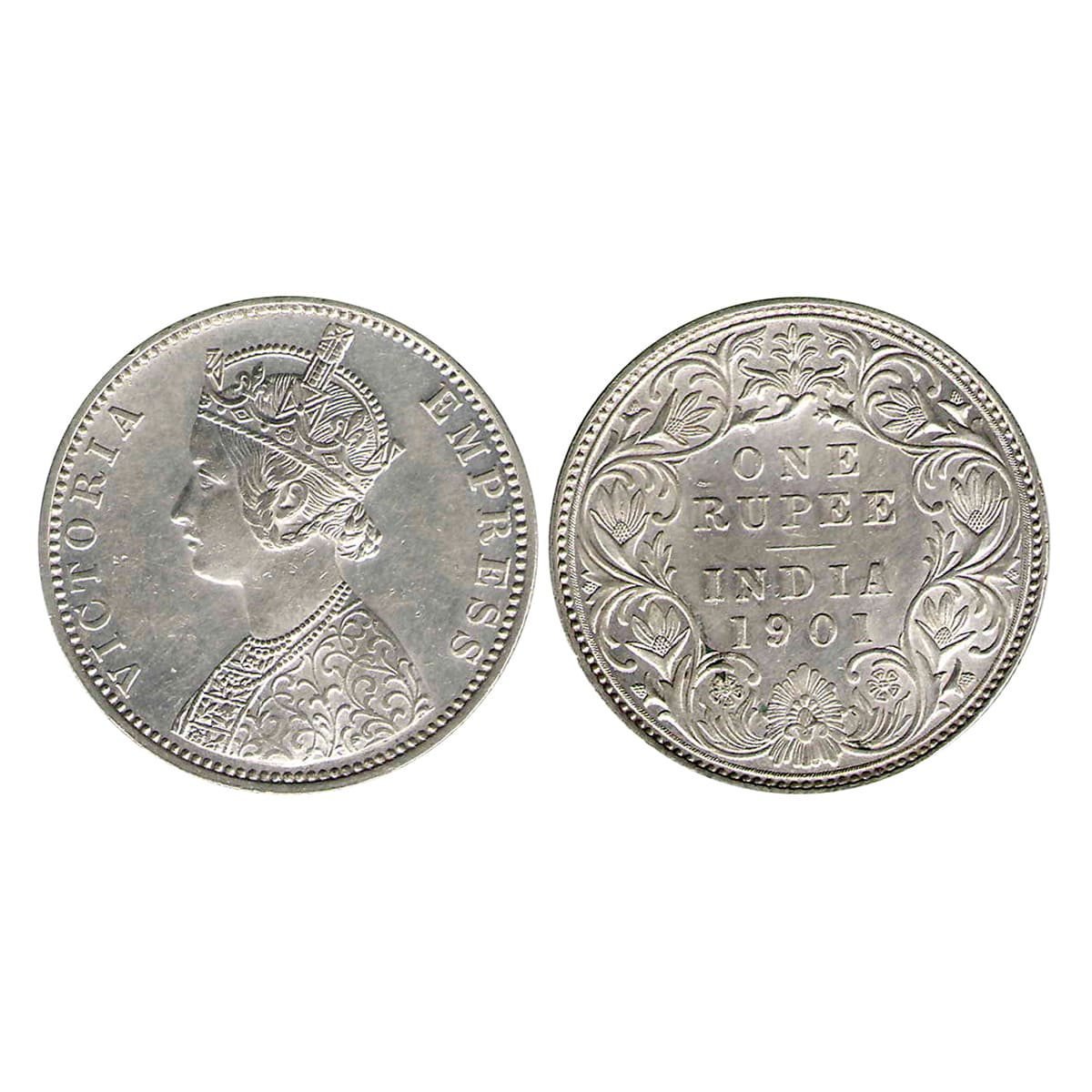 Victoria Empress, 1 Rupee, Silver, Bombay Mint, 1901, A3/I (ii)/ “B” Incused, Pridmore# 18