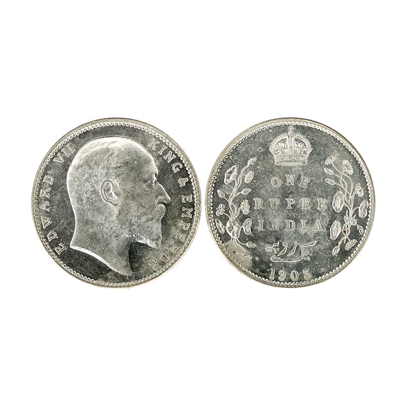 Edward VII, BU Rupee, Silver, 1903, Bombay Mint with incused b in the top on reverse. Bril