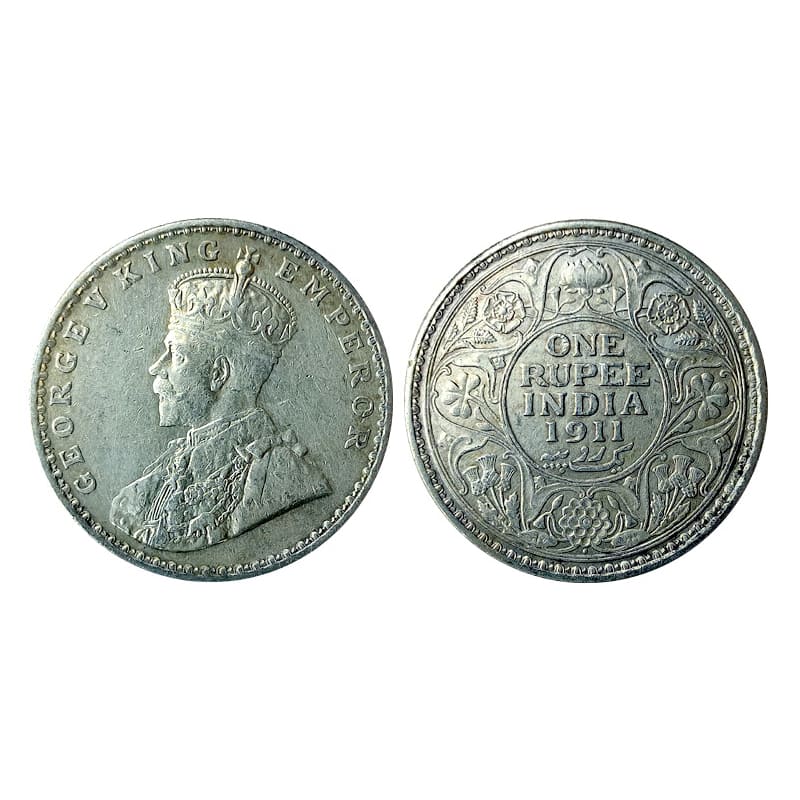 George V, Pig Rupee, Silver, 1911, Bombay mint, with the elephant in the robes looking lik