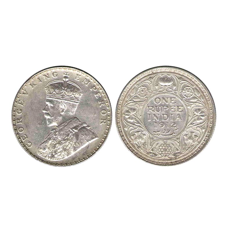 George V, 1 Rupee, Silver, Bombay Mint, 1912, Dot Mint Mark, Pridmore# 218, GK# 1026. Slab