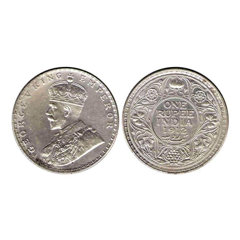 George V, 1 Rupee, Silver, Bombay Mint, 1912, Dot Mint Mark, Pridmore# 218, GK# 1026. Slab