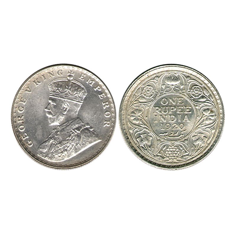 George V, 1 Rupee, Silver, Bombay Mint, 1920, Dot Mint Mark, Pridmore# 226, GK# 1042. Slab